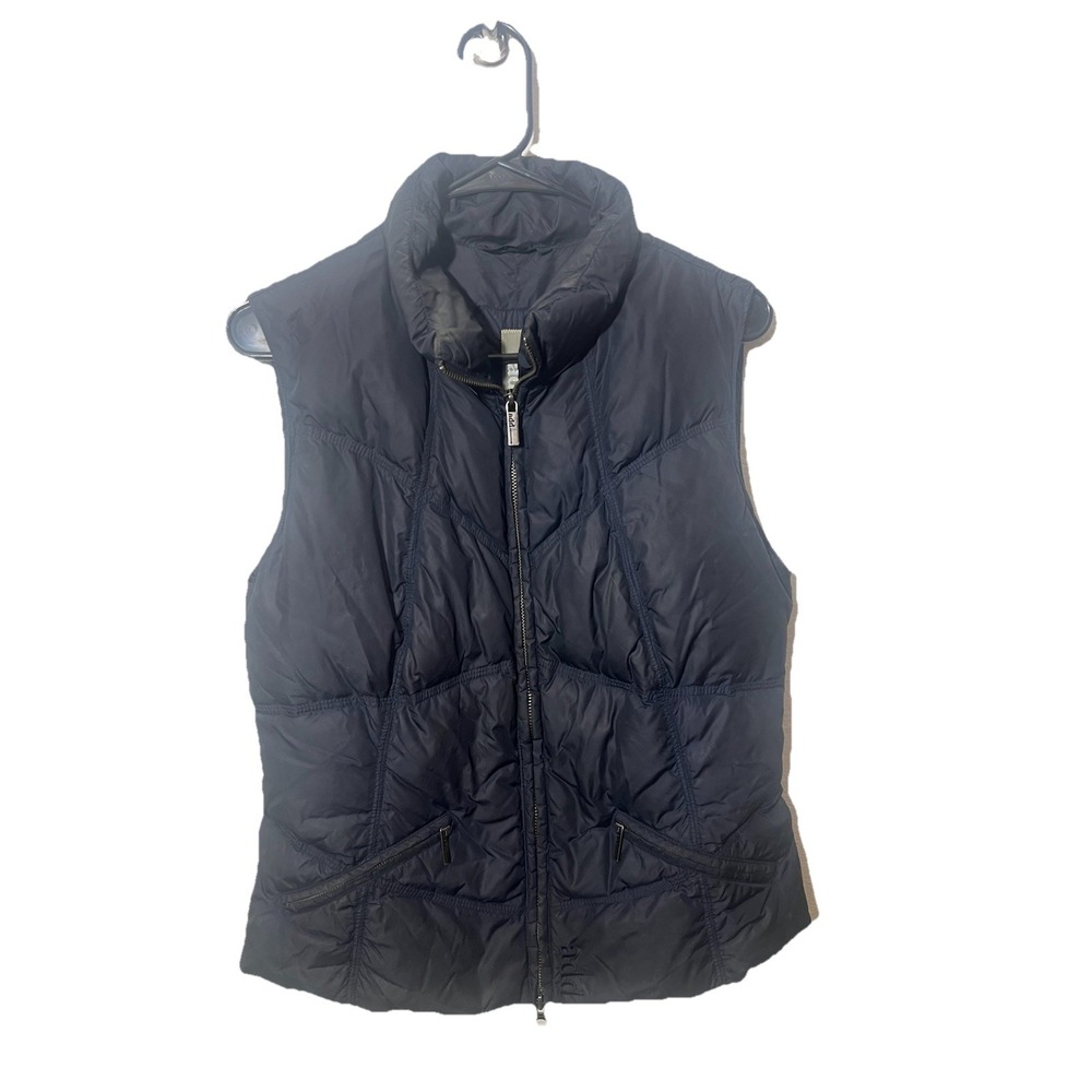 Add Goose Down Navy Blue Women's  Puffer Vest Size 6 Some Wear At Collar See Pic